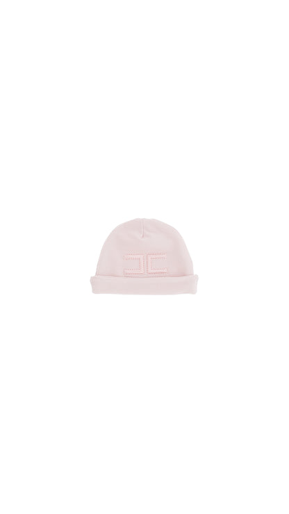 Knit onepiece/hat Set (ENCP086) - Pink/Ivory