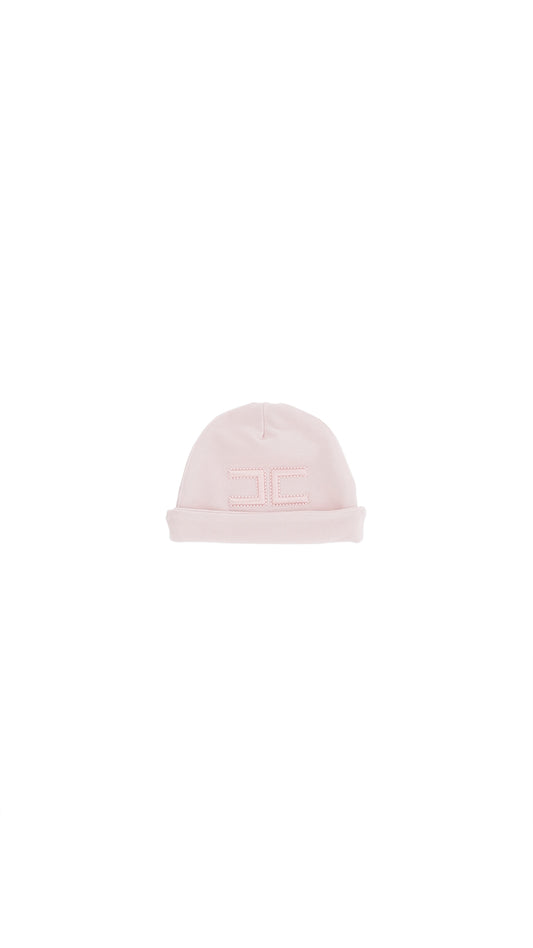 Knit onepiece/hat Set (ENCP086) - Pink/Ivory