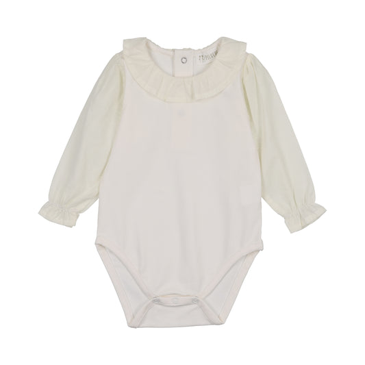 Bodysuit - Crochet Trim - Cream