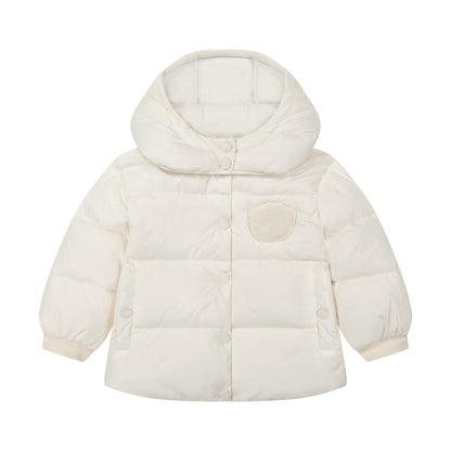 Baby Jacket with furry patch - Winter White