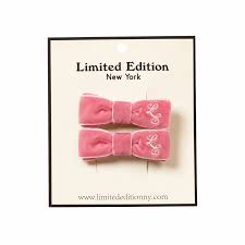 Two Tone Velvet Bow clip 2 Pack - Pink