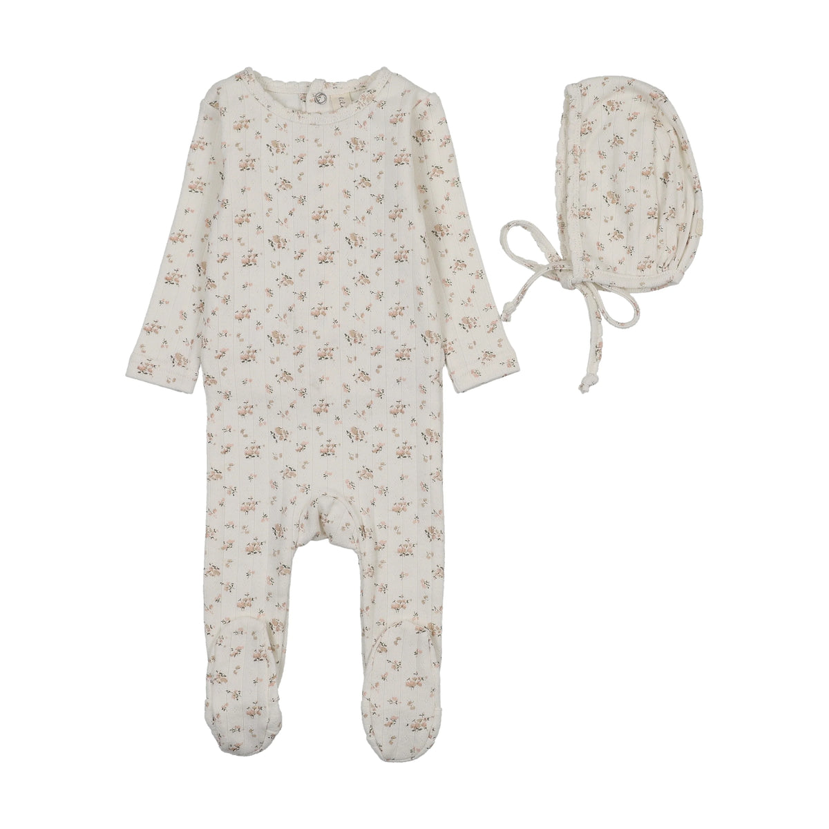 Garden Cluster Print Footie Set - Cream/Pink