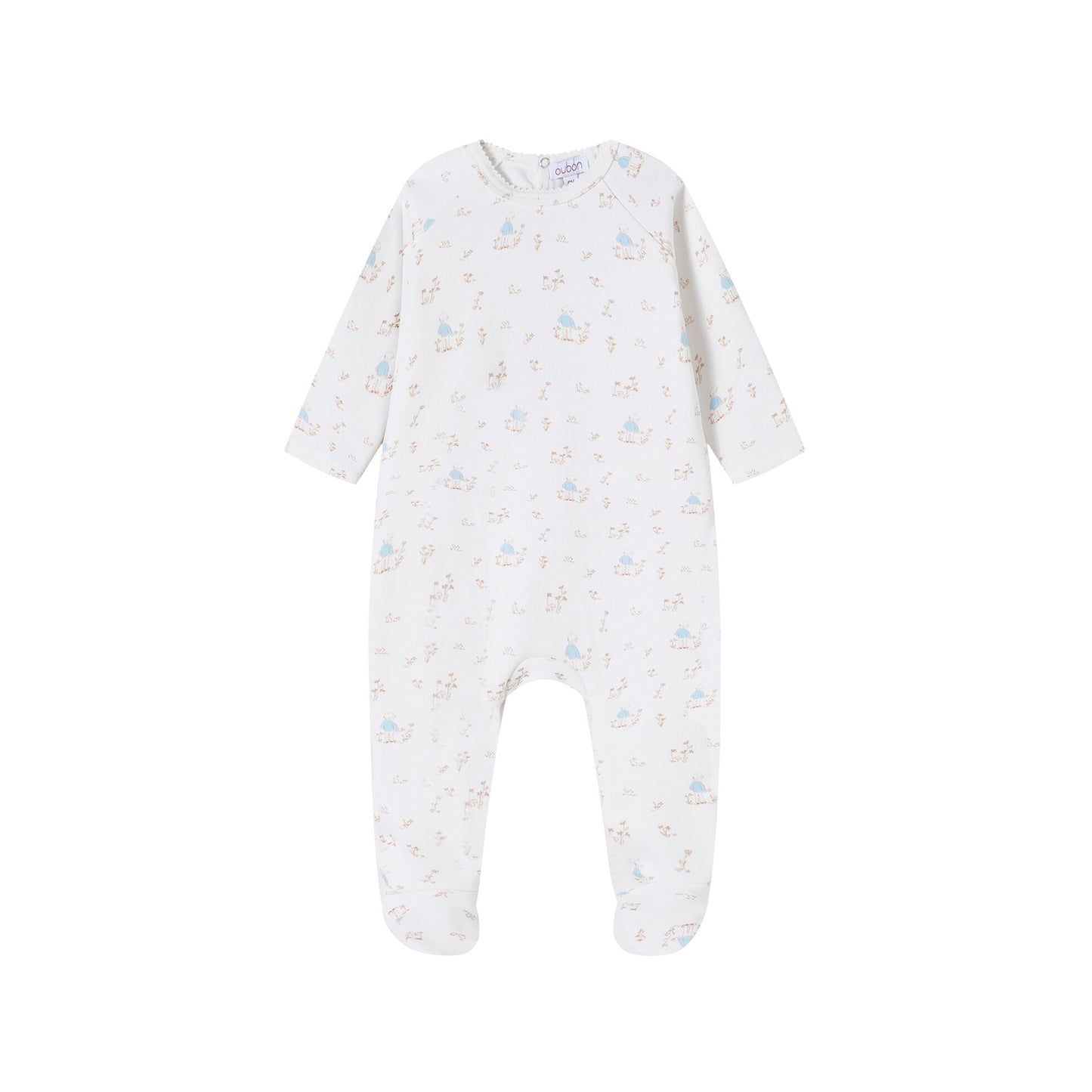 Forest Print Footie/Hat - Blue
