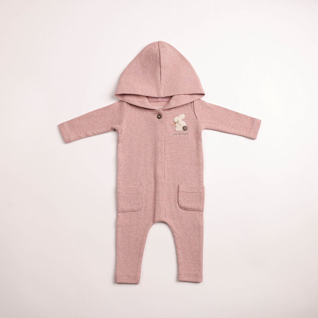 Fuzzy Bunny Hooded Romper-Deep Mauve