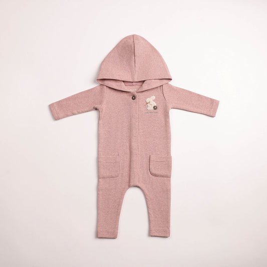 Fuzzy Bunny Hooded Romper-Deep Mauve