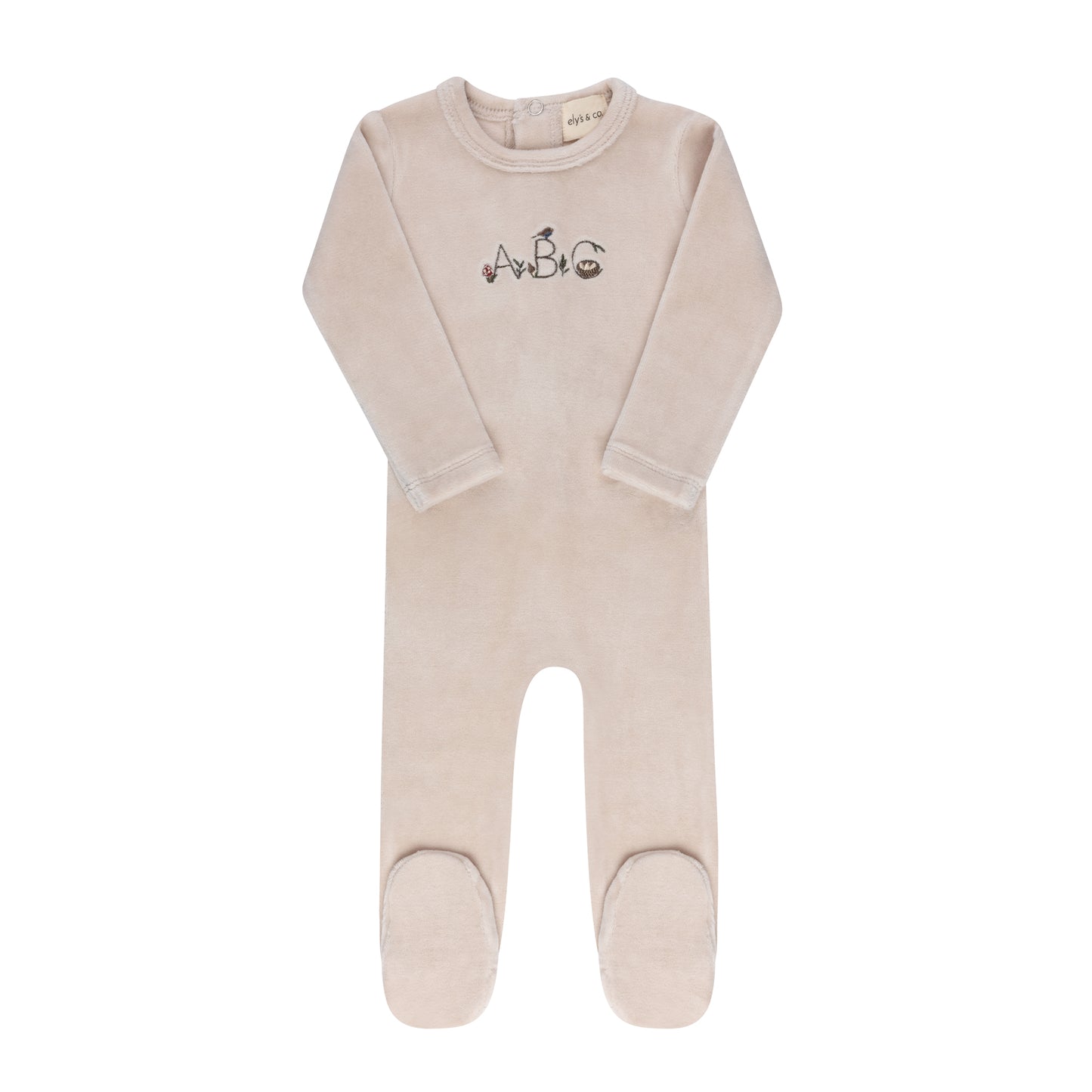 Embroidered ABC Footie - Tan