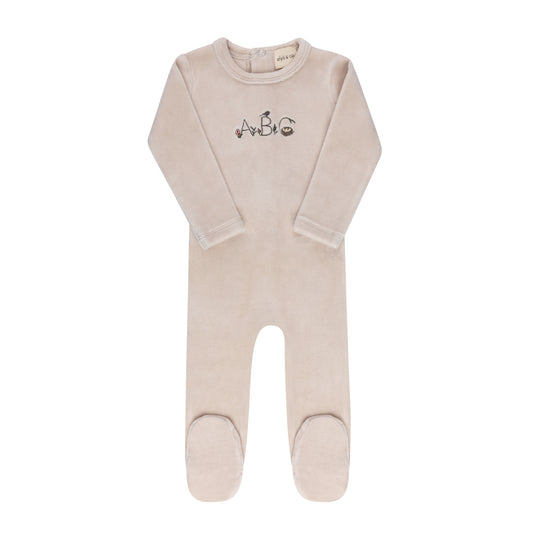Embroidered ABC Footie - Tan