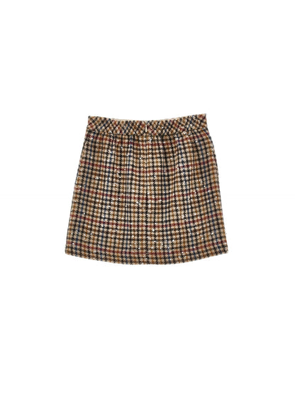 Houndstooth Long Skirt - Multicolor