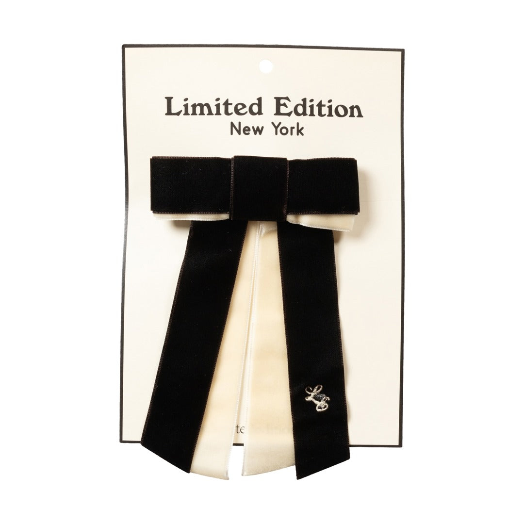 Two Tone Velvet Bow - Small, Chocolate and Cream