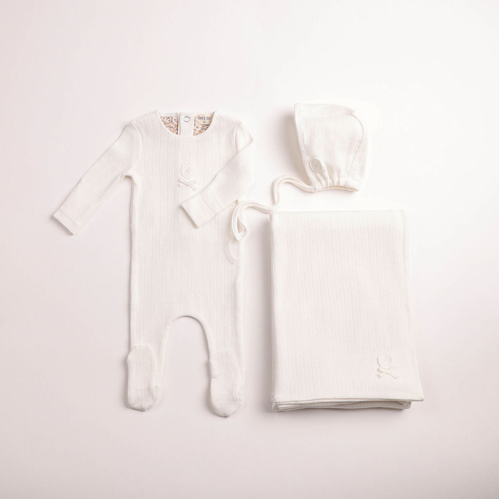 Sweet Classic Pointelle 3pc Set - Linen Girls