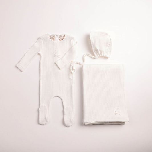 Sweet Classic Pointelle 3pc Set - Linen Girls