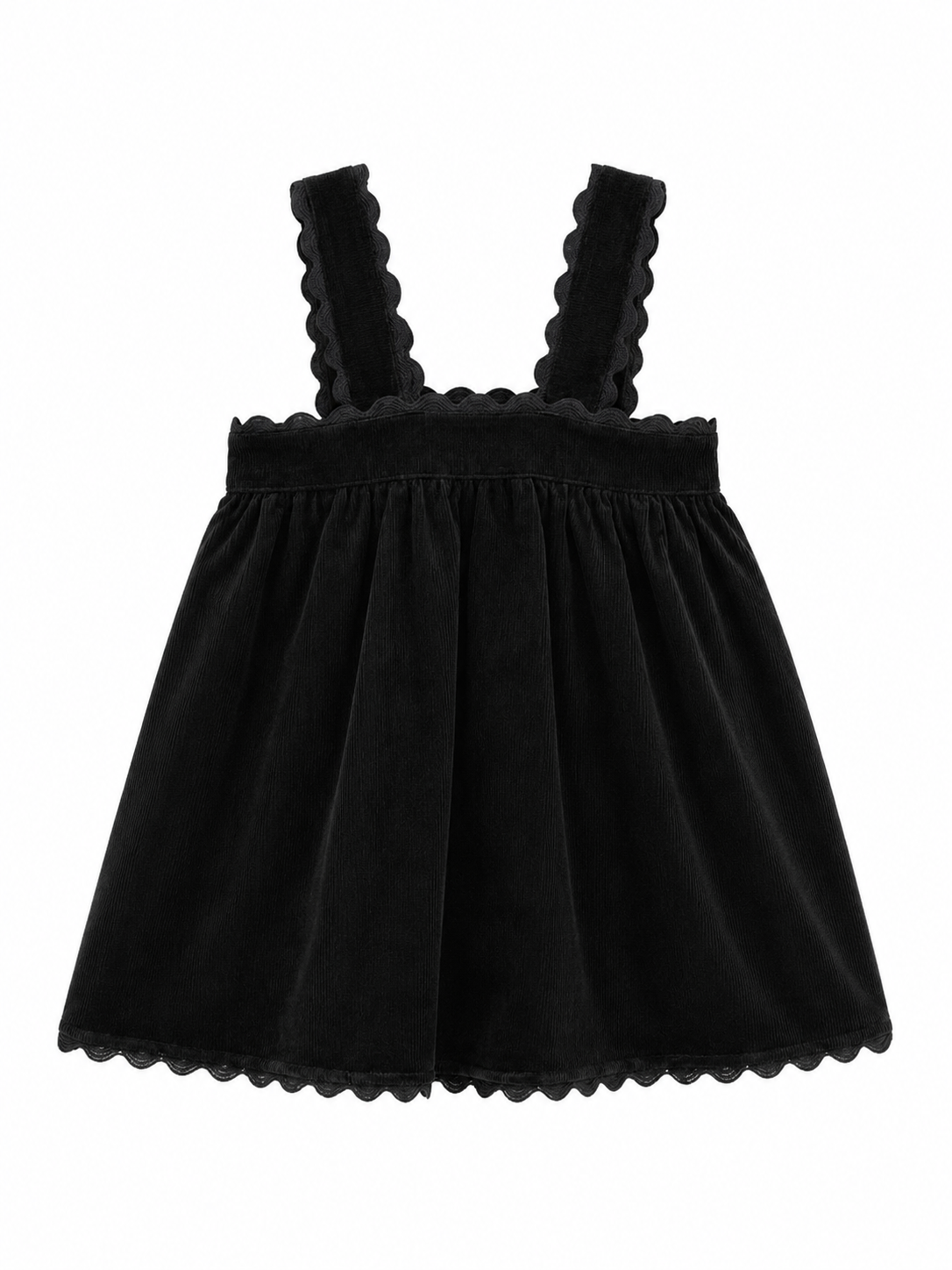 Short Robe With Ric Rac Trim - Black