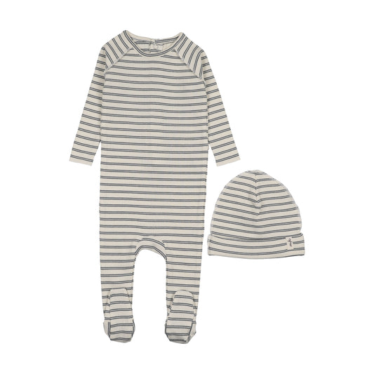 Rib Stripe Footie & Beanie