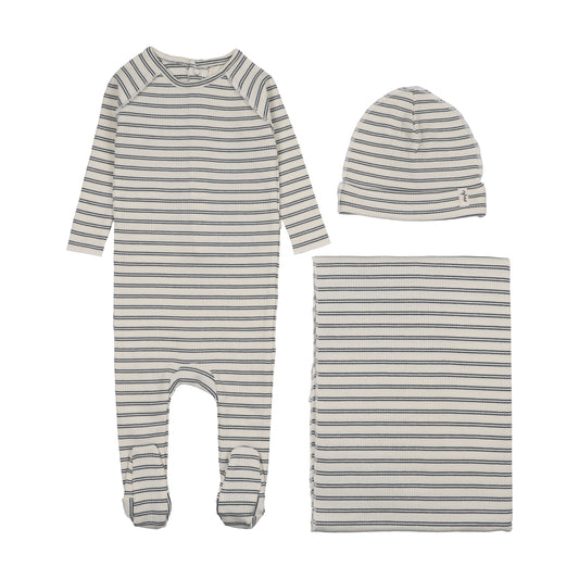 Rib Stripe Footie 3PC Set