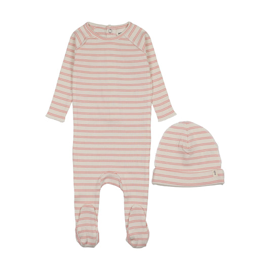 Rib Stripe Footie & Beanie