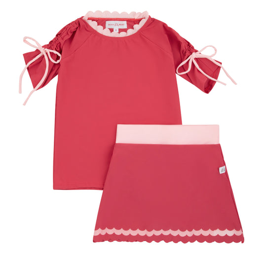 Miss Mini Scalloped Swim T-Shirt & Skirt Set