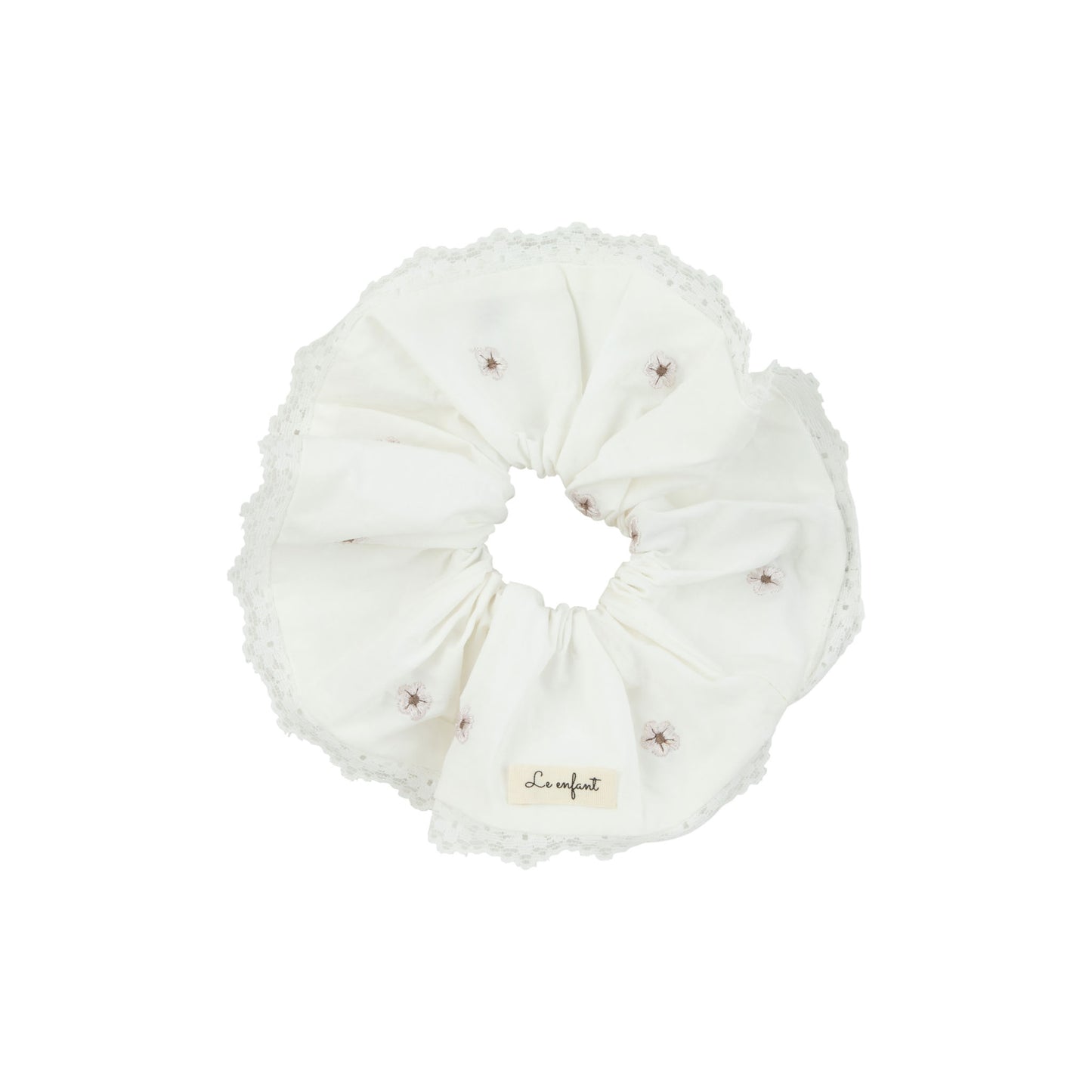 Le Enfant Lace trim scrunchie - White