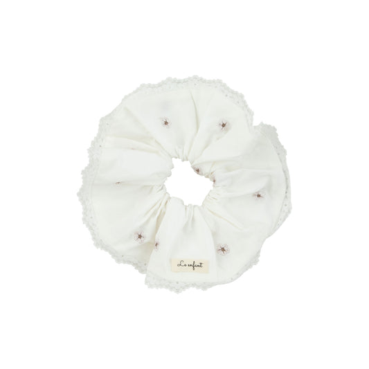 Le Enfant Lace trim scrunchie - White