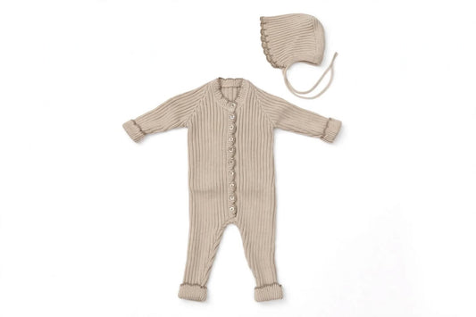 Knit onepiece and Bonnet DO33 - Butter