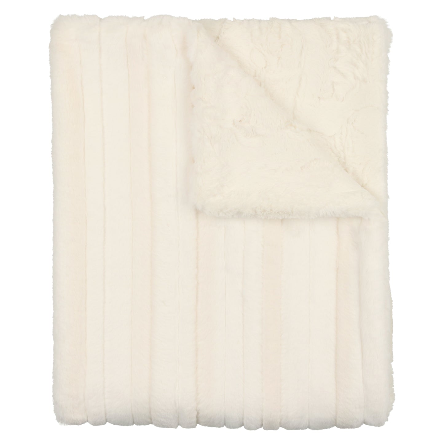 Peluche Panel Fur Blanket - Cream