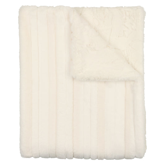 Peluche Panel Fur Blanket - Cream