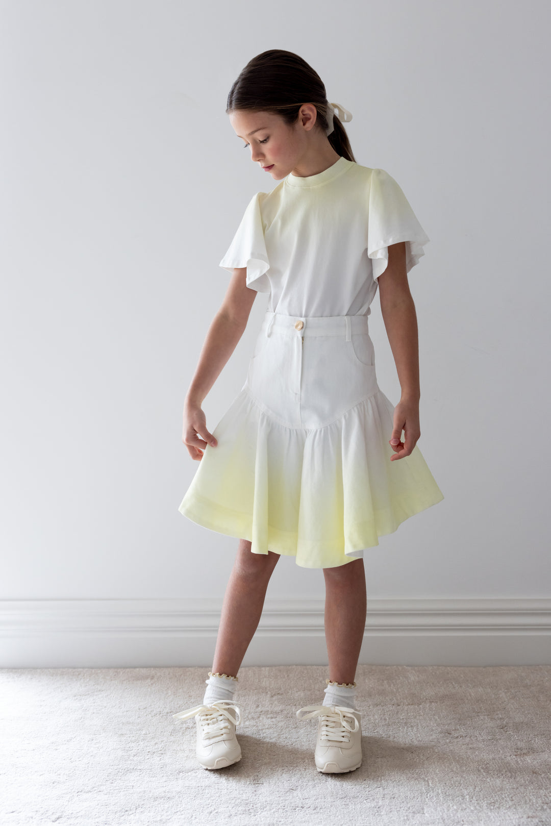 Steph Fluted Hem Denim Skirt