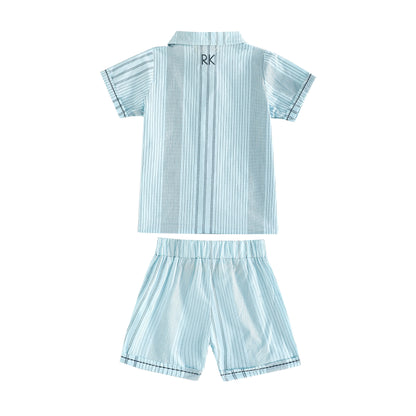 RetroKid Alfie Cotton Printed Boys Shirt + Short Pants Set