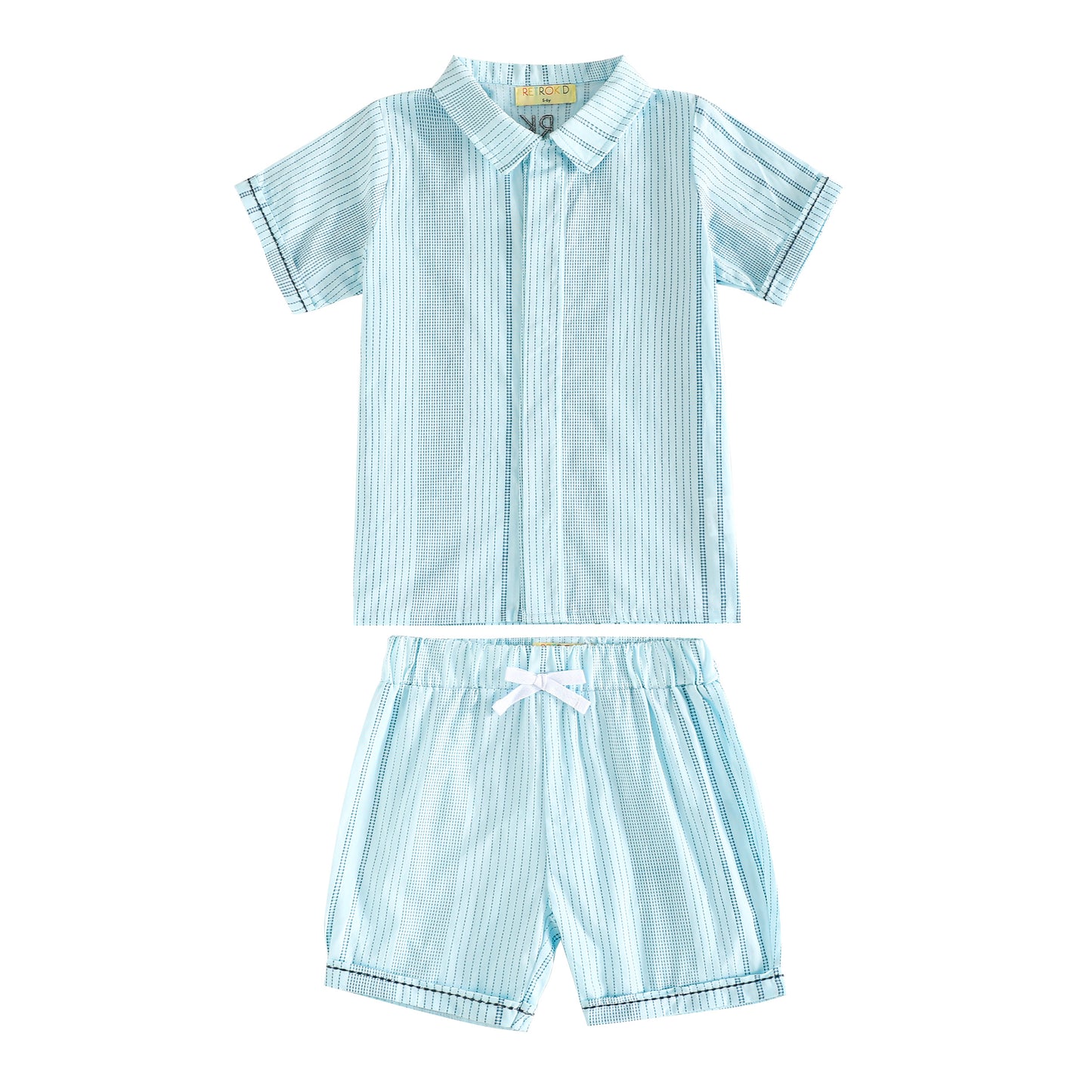 RetroKid Alfie Cotton Printed Boys Shirt + Short Pants Set