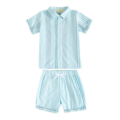 RetroKid Alfie Cotton Printed Boys Shirt + Short Pants Set