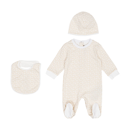 Balmain Footie Bib & Hat Set BXB51A