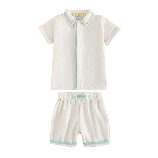 RetroKid Bennet Boys Collar Shirt + Short Pants Set