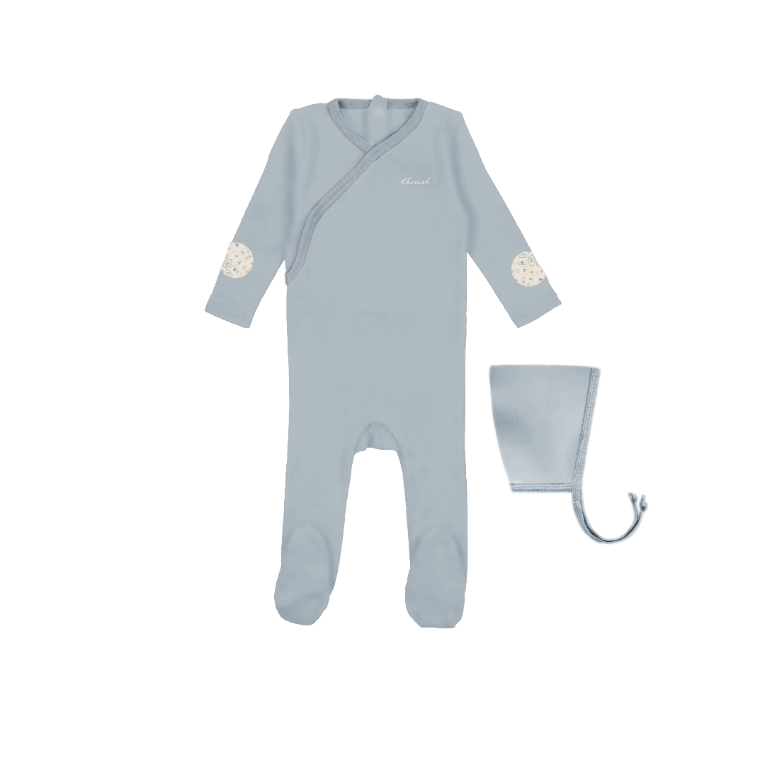 Milk Keepsake Wrap Footie With Patch and Pixie Bonnet