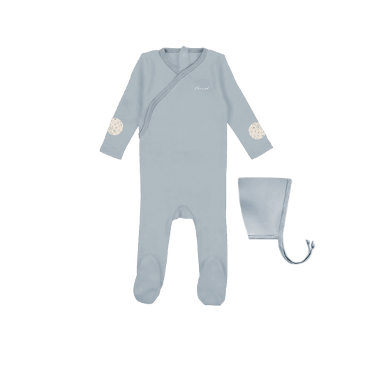 Milk Keepsake Wrap Footie With Patch and Pixie Bonnet