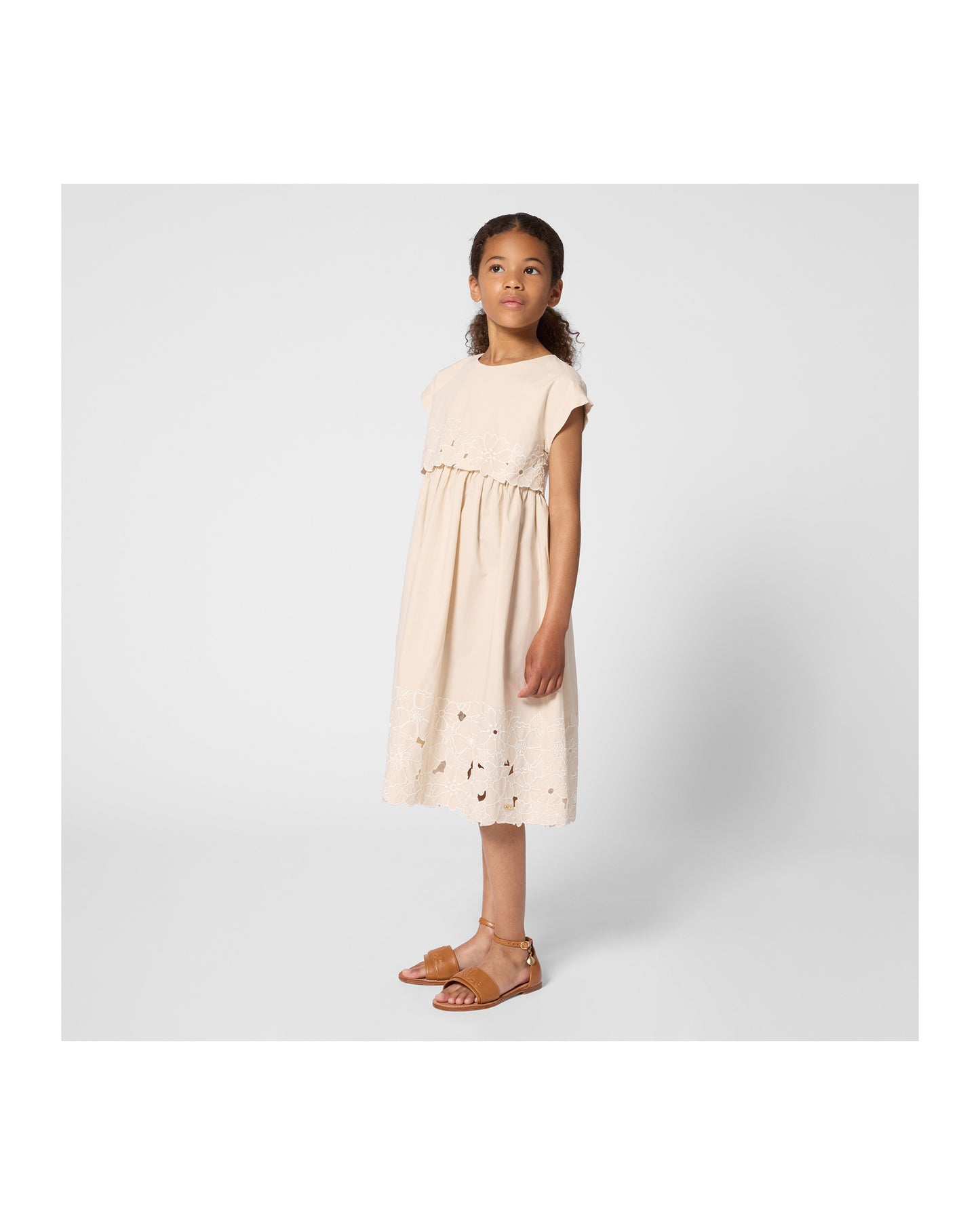 Chloe Mid-Lengh Dress Openwork Floral Embroideries C20810