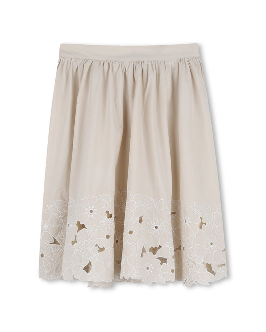 Chloe Mid-Lengh Skirt Openwork Floral Embroideries C20823