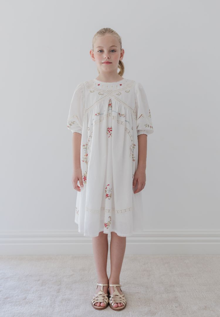 Petit Amalie Cross Stitch Elbow Sleeve Dress