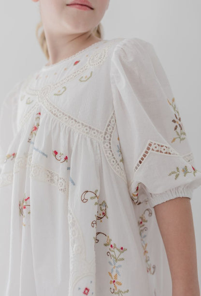 Petit Amalie Cross Stitch Elbow Sleeve Dress