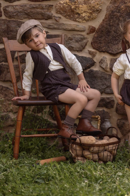 Boys Pinstripe 3pc Set - Brown