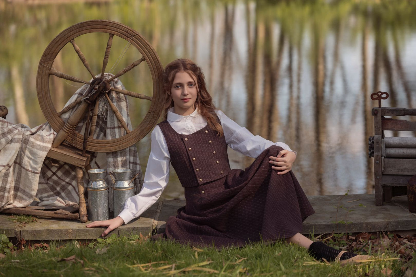 Teen Pinstripe Wool Vest Set