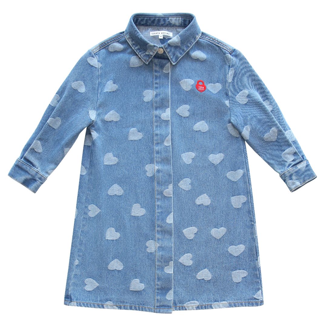 Heartprint Denim Shirtdress