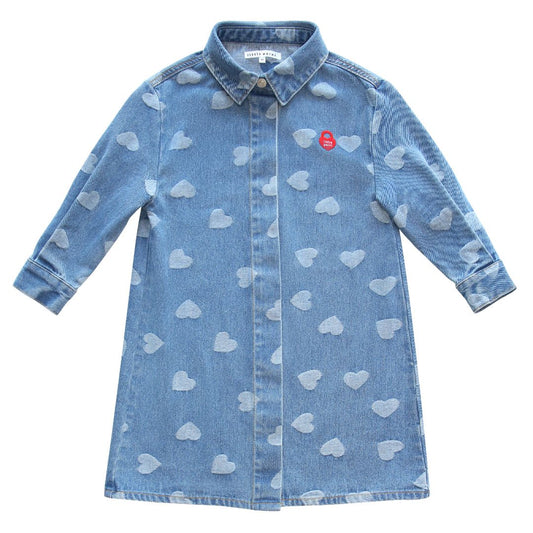 Heartprint Denim Shirtdress