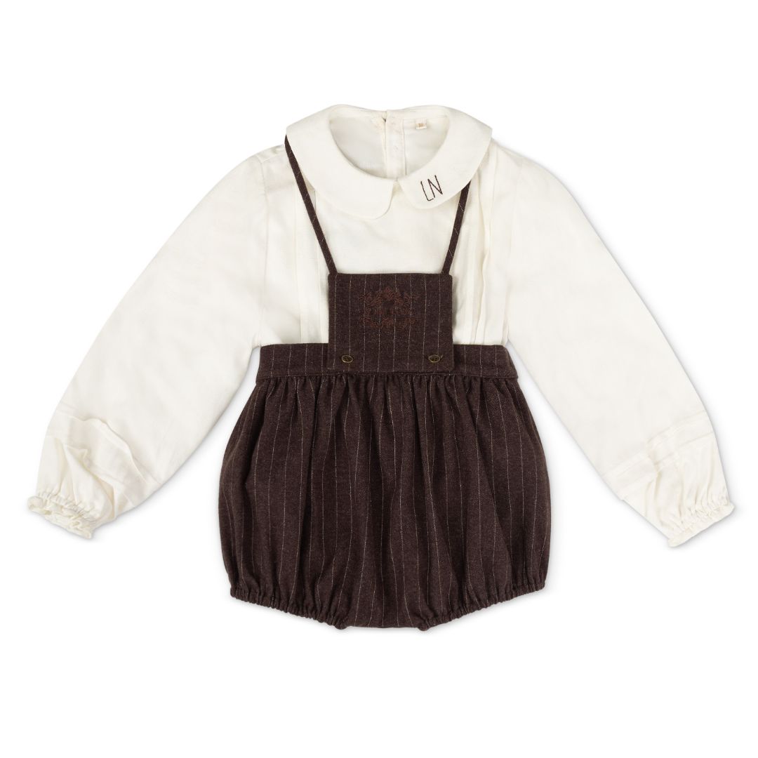 Pinstriped Bloomer Set - Brown