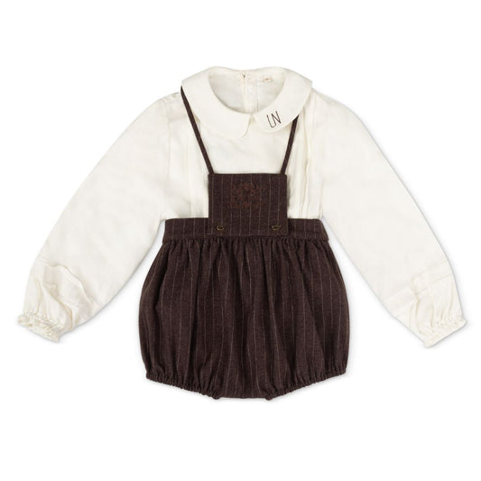 Pinstriped Bloomer Set - Brown