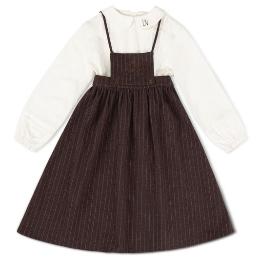 Pinstripe Jumper & Logo Shirt - Brown