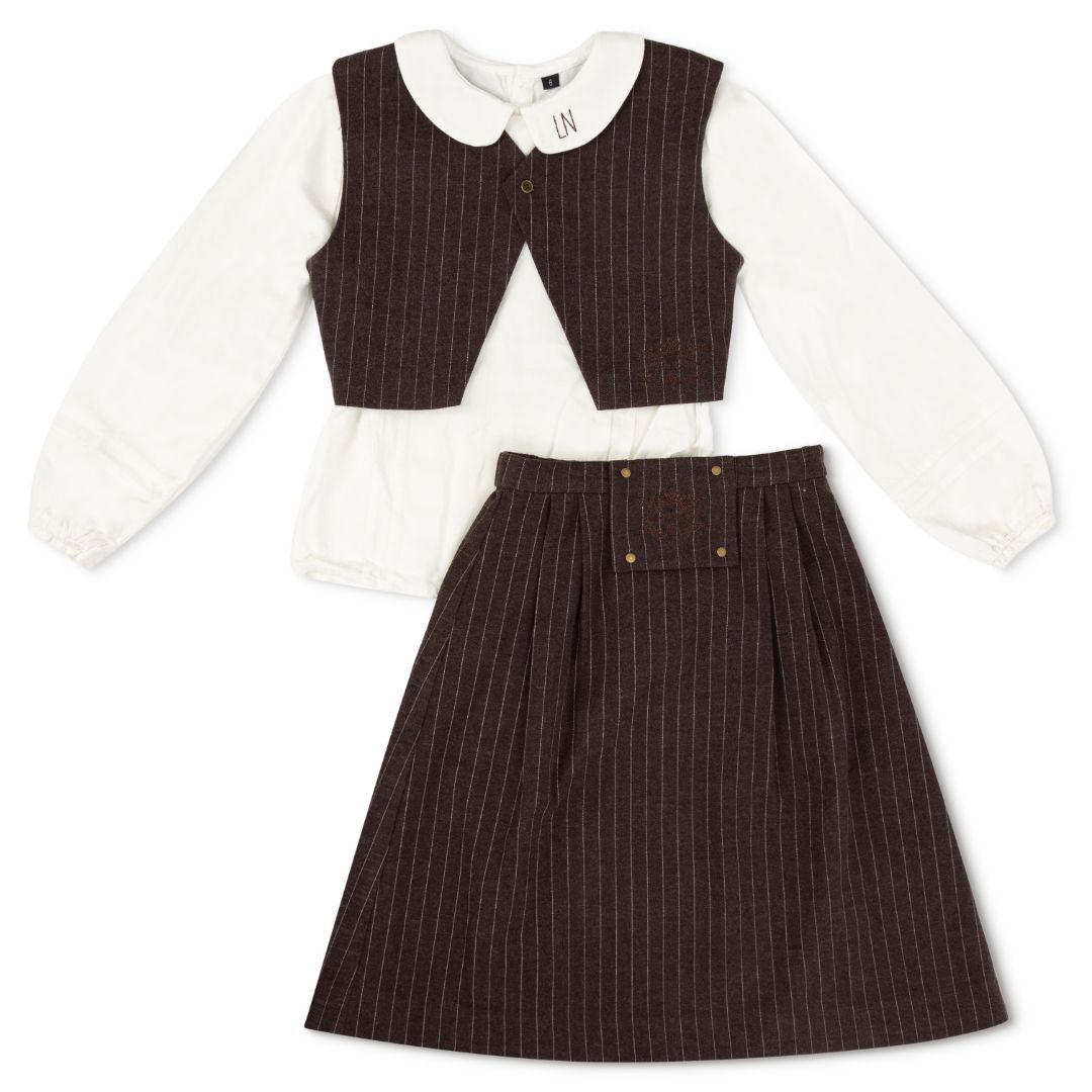 Teen Pinstripe Wool Vest Set