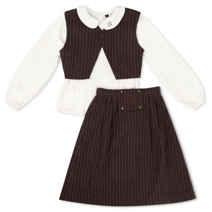Teen Pinstripe Wool Vest Set