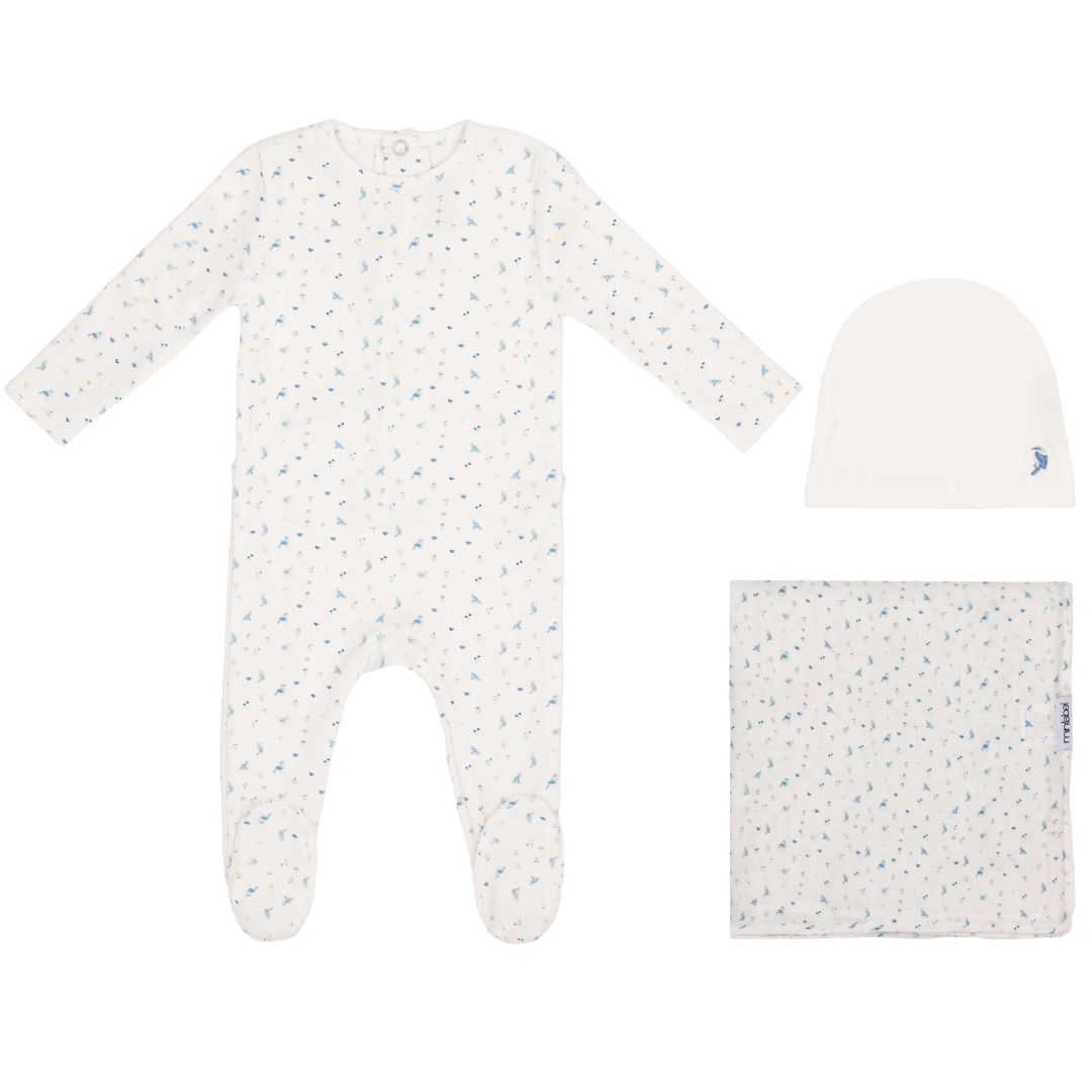 Mini Label White Bird Over Print -Boys Set