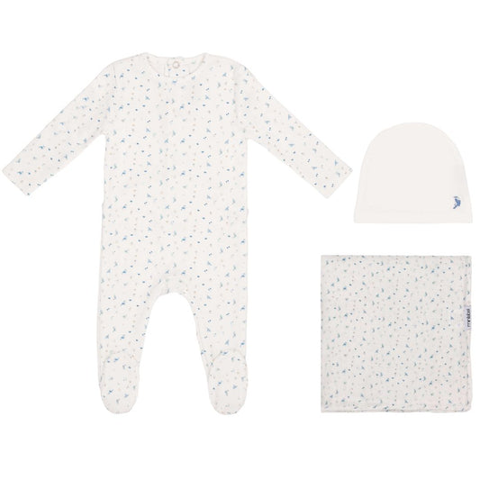 Mini Label White Bird Over Print -Boys Set