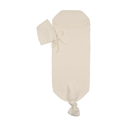 Peluche Pointelle Cocoon and Bonnet - Ivory