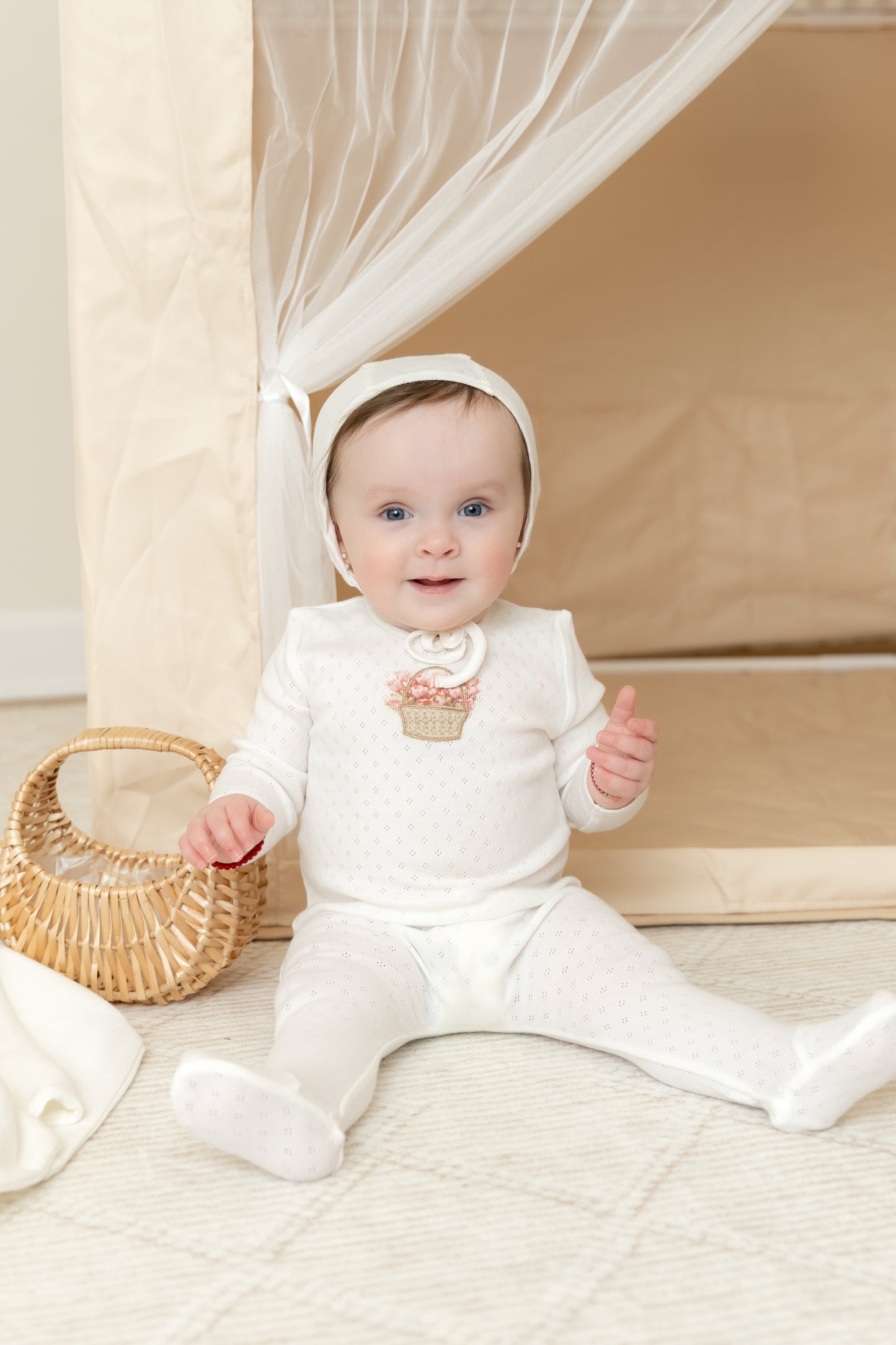 B&D Crochet Basket Footie & Bonnet